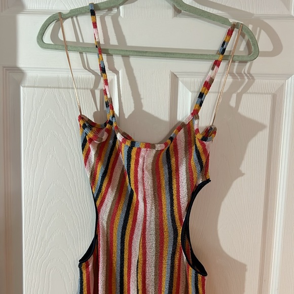 NWT Zara size Large multi coloured striped jumpsuit with side cutouts - Picture 4 of 11
